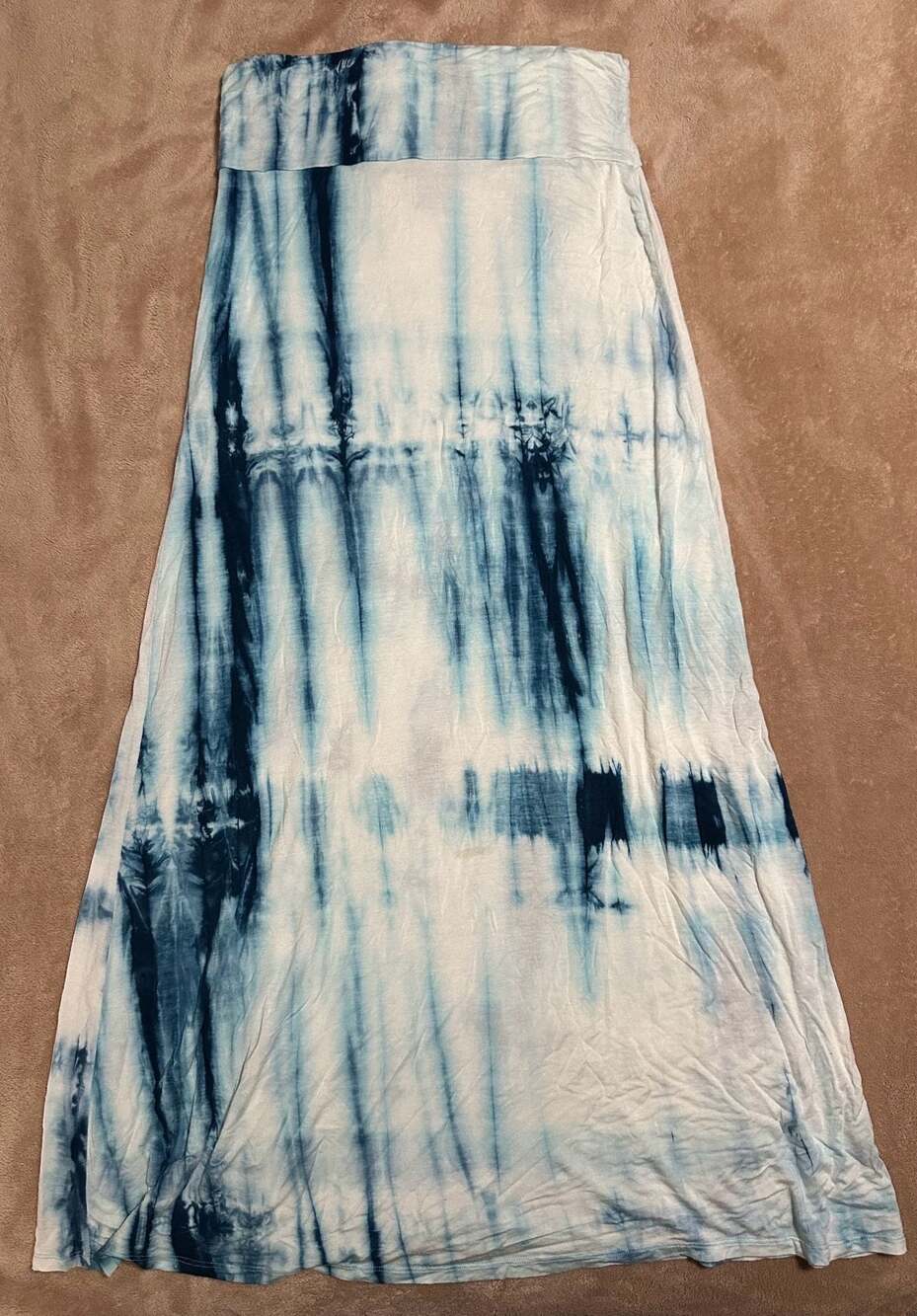 Charlotte Russe Blue Tie Dye Maxi Skirt Size L